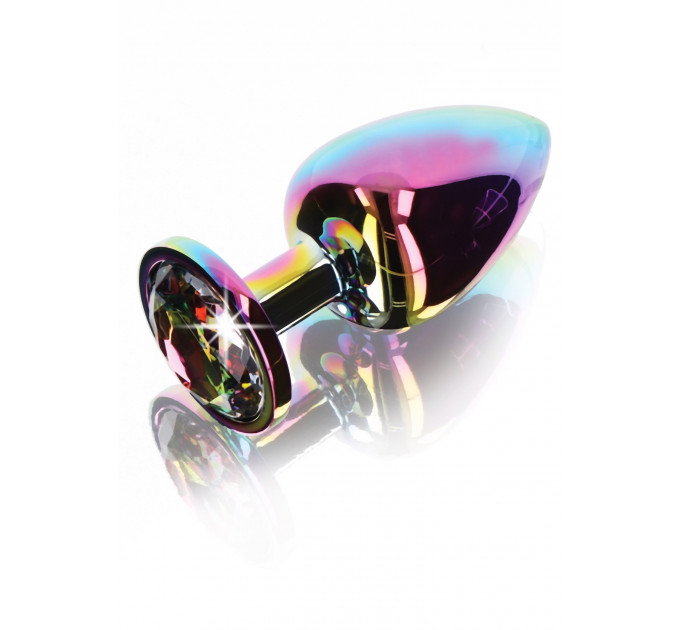Анальна пробка металева Toy Joy Twilight Booty Jewel з кристалом, райдужний, Large
