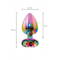 Анальная пробка металлическая Toy Joy Twilight Booty Jewel с кристаллом, радужный, Large