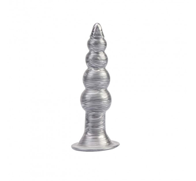 Анальная пробка рельефная Chisa Dark Muscle Silver, размер M