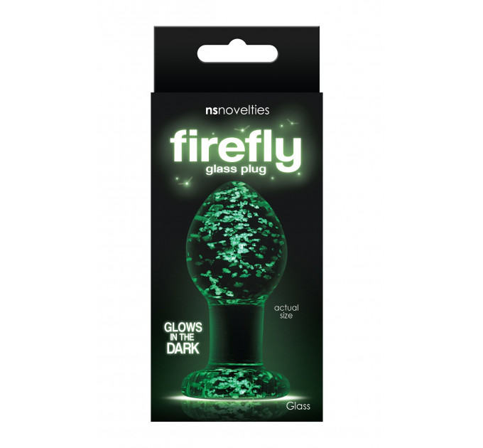 Анальна пробка скляна NS Novelties, що світиться FIREFLY GLASS PLUG MEDIUM CLEAR