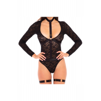 Боди с портупеей, чокером и гартерами Rene Rofe, черный, S/M