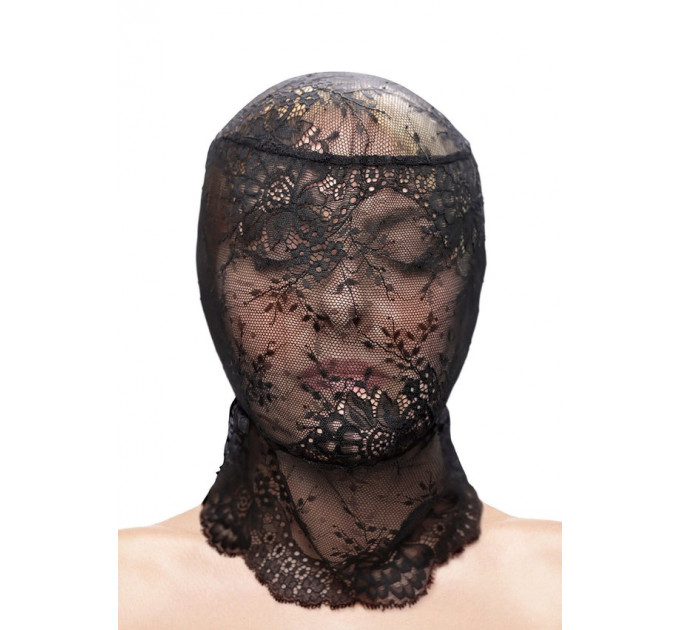 Капюшон-маска на все лицо кружевной NS Novelties Fetish & Fashion Lace Hood чёрный