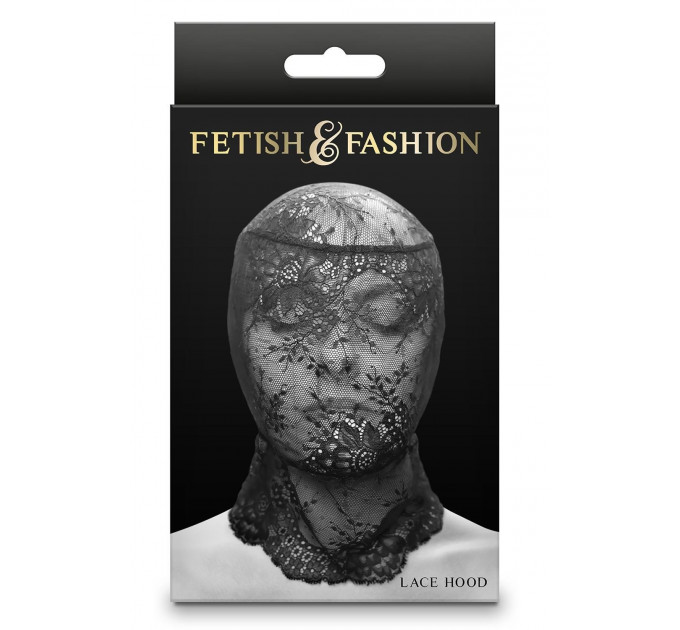 Капюшон-маска на все лицо кружевной NS Novelties Fetish & Fashion Lace Hood чёрный