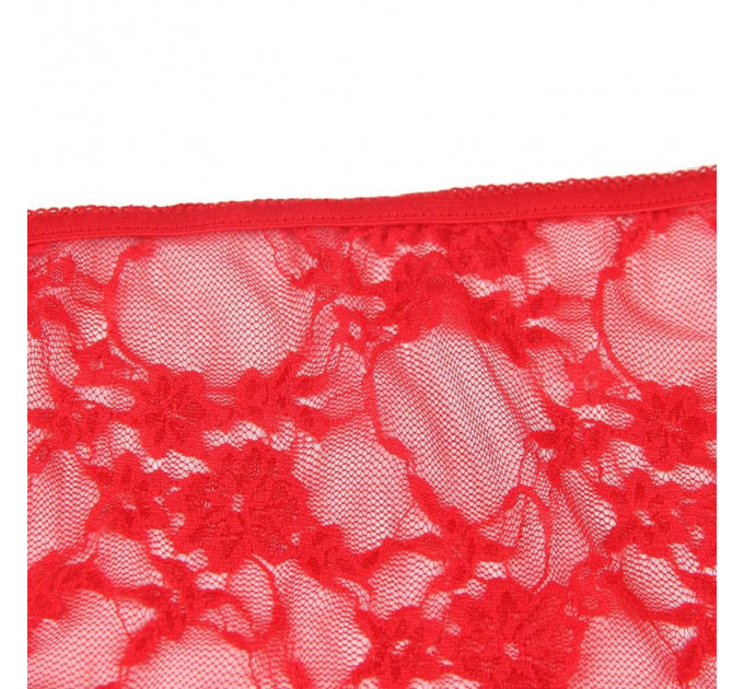 Комплект білизни з рукавичками Star Night мереживний, червоний, XS-S
