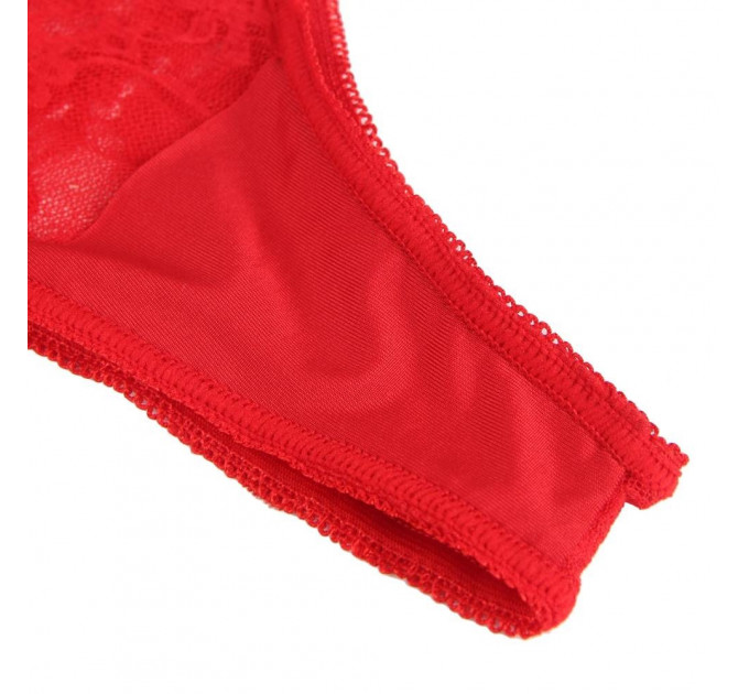 Комплект білизни з рукавичками Star Night мереживний, червоний, XS-S