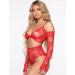 Комплект білизни з рукавичками Star Night мереживний, червоний, XS-S