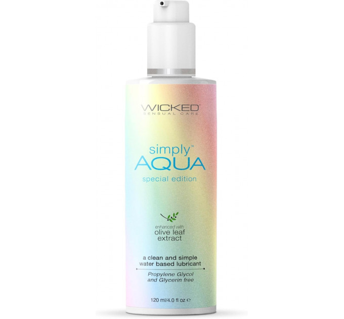 Лубрикант гипоалергенный с оливой WICKED SIMPLY AQUA SPECIAL EDITION 120ML Лубрикант гипоалергенный с оливой WICKED SIMPLY AQUA SPECIAL EDITION 120ML