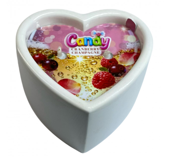Масажна свічка з ароматом шампанського з журавлиною Candy Cranberry Champagne у формі серця, 70 мл