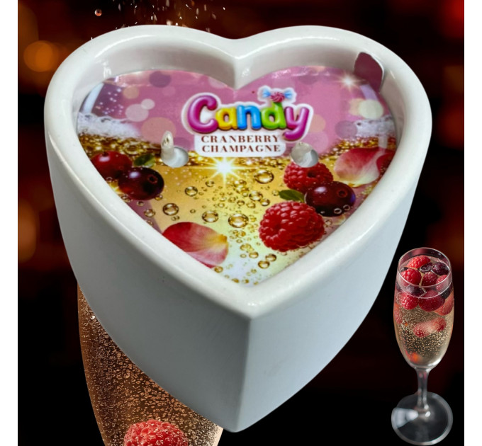 Масажна свічка з ароматом шампанського з журавлиною Candy Cranberry Champagne у формі серця, 70 мл