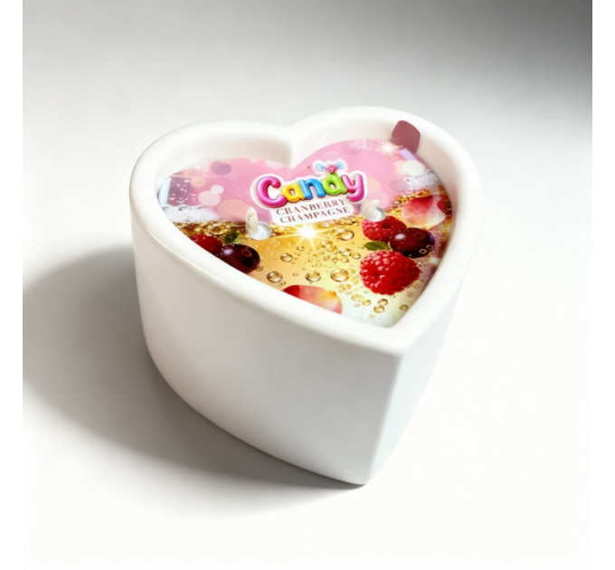 Масажна свічка з ароматом шампанського з журавлиною Candy Cranberry Champagne у формі серця, 70 мл