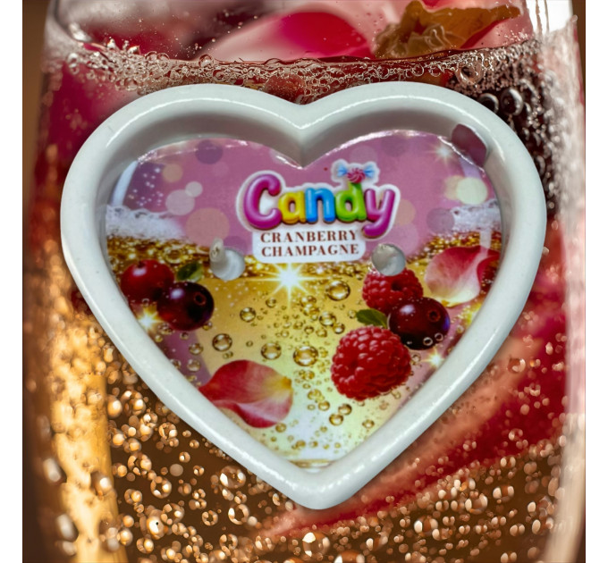 Масажна свічка з ароматом шампанського з журавлиною Candy Cranberry Champagne у формі серця, 70 мл