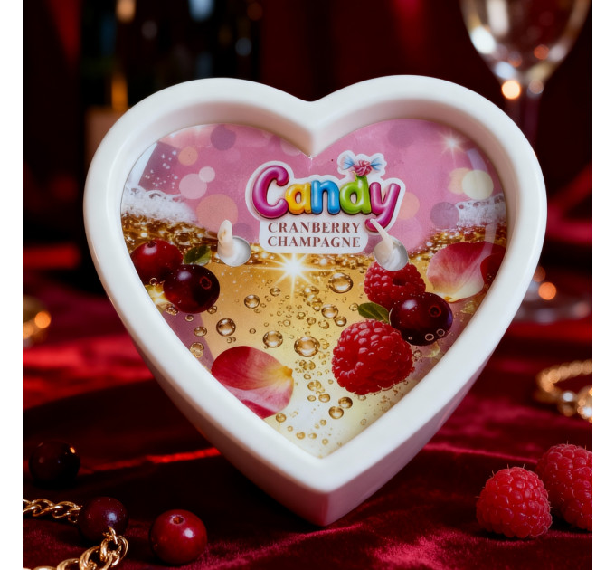 Масажна свічка з ароматом шампанського з журавлиною Candy Cranberry Champagne у формі серця, 70 мл