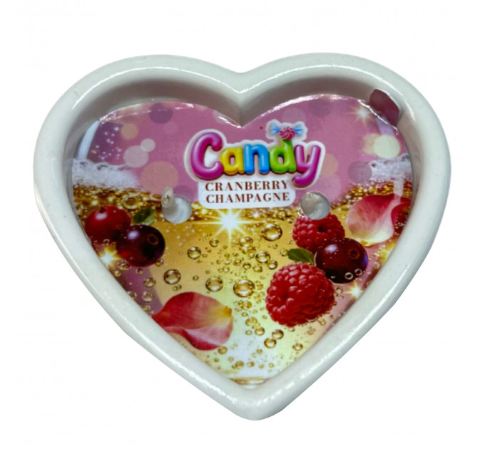 Масажна свічка з ароматом шампанського з журавлиною Candy Cranberry Champagne у формі серця, 70 мл