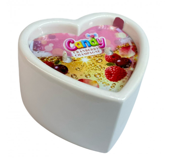 Масажна свічка з ароматом шампанського з журавлиною Candy Cranberry Champagne у формі серця, 70 мл