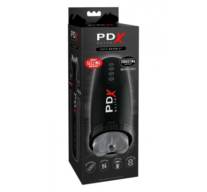 Мастурбатор Pipedream PDX Elite з вібрацією та всмоктуванням, чорний, 22 см