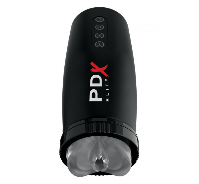 Мастурбатор Pipedream PDX Elite з вібрацією та всмоктуванням, чорний, 22 см