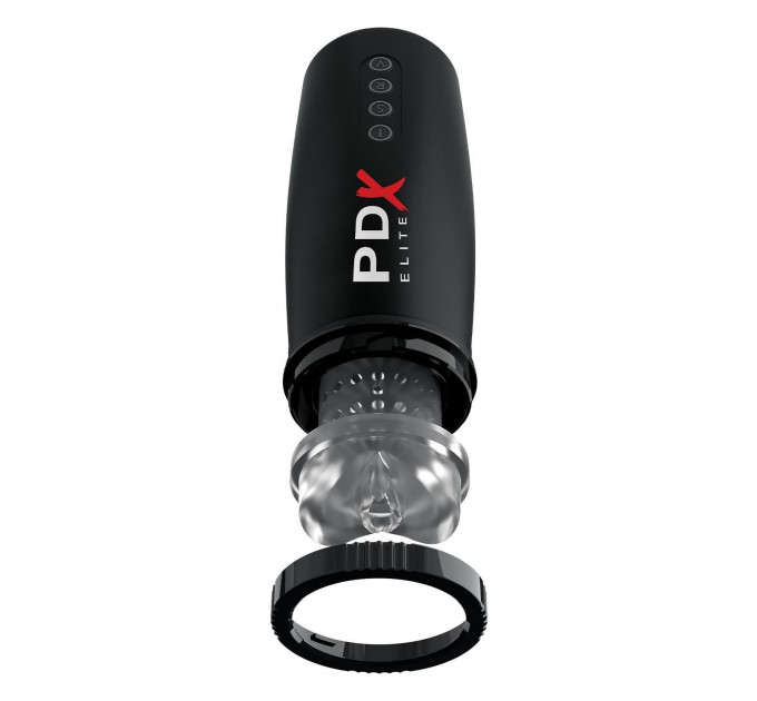 Мастурбатор Pipedream PDX Elite з вібрацією та всмоктуванням, чорний, 22 см