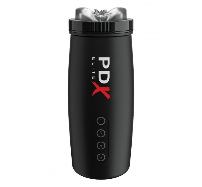 Мастурбатор Pipedream PDX Elite з вібрацією та всмоктуванням, чорний, 22 см