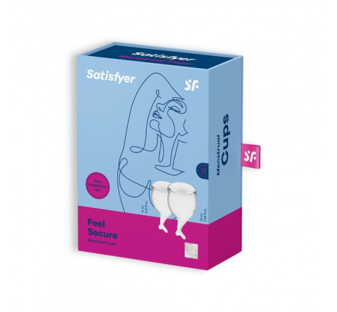 Набор менструальных чаш Satisfyer Feel Secure прозрачного цвета, медицинский силикон, 2 шт.