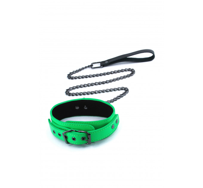 Нашийник з повідцем NS Novelties ELECTRA COLLAR & LEASH GREEN