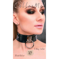 Ошейник широкий черный Kinky Diva Collar Me с серебристым кольцом
