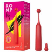 Вибратор для клитора с двумя насадками Romp Pop, красный, 14.3 х 2.4 см