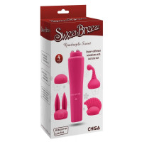 Вібратор для клітора з насадками Chisa Sweet Breeze, рожевий, 10 х 2.6 см
