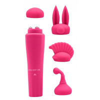 Вібратор для клітора з насадками Chisa Sweet Breeze, рожевий, 10 х 2.6 см