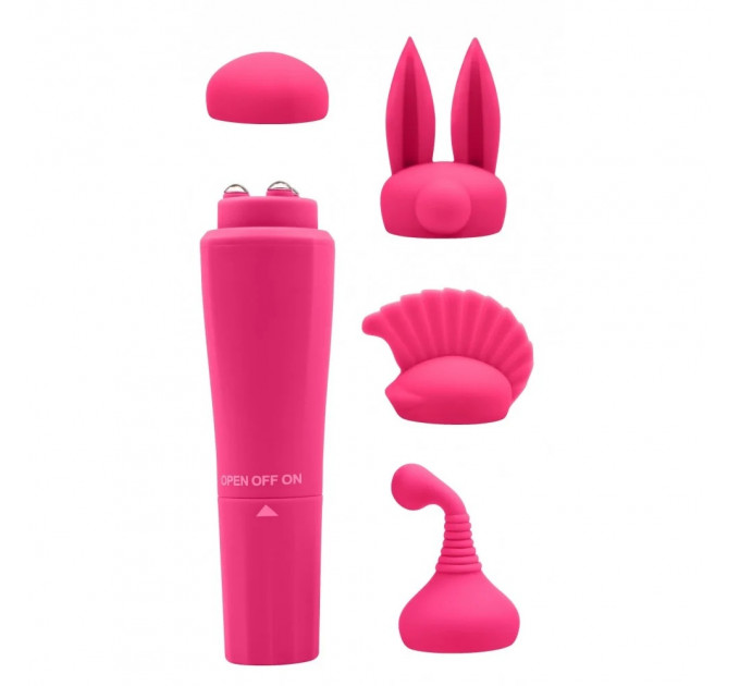 Вибратор для клитора с насадками Chisa Sweet Breeze, розовый, 10 х 2.6 см