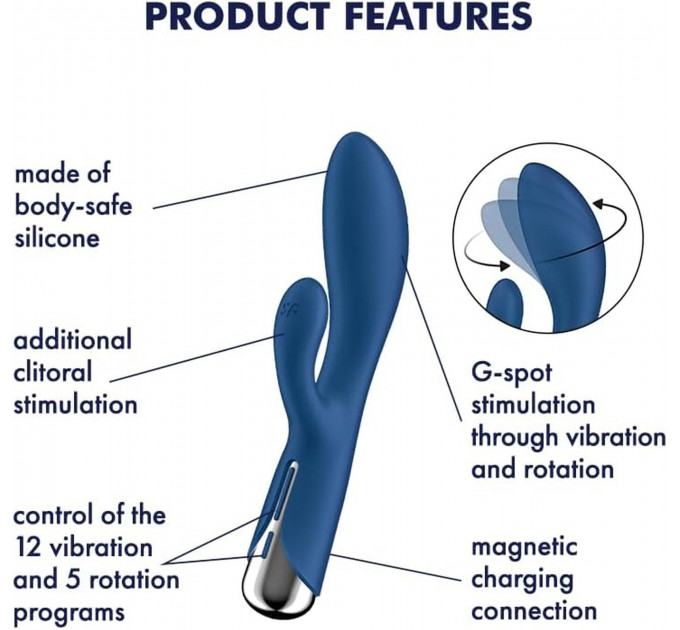 Вибратор кролик с ротацией Satisfyer Spinning Rabbit 1, синий