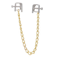 Зажимы на соски квадратные Lucky Bay Nipple play с золотой цепочкой