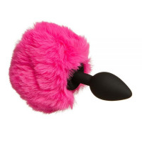 анальна пробка з помпоном Зайка Silicone, PINK S