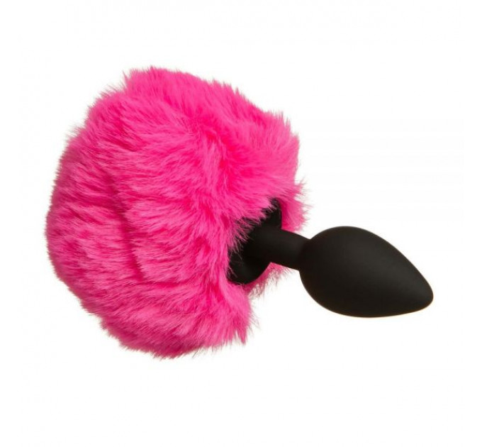 Анальная пробка с помпоном Зайка Silicone, PINK S