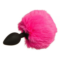 анальна пробка з помпоном Зайка Silicone, PINK S