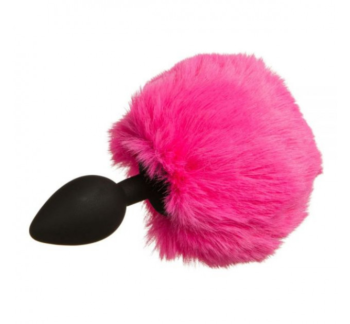 Анальная пробка с помпоном Зайка Silicone, PINK S
