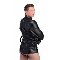 Смирительная мужская рубашка Strict, искусственная кожа, черная, L