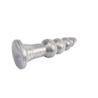 Анальна пробка рельєфна Chisa Dark Muscle 16.5 х 4.2 см Silver, розмір L