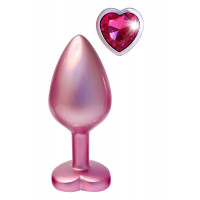Анальная пробка розовая Dream Toys Gleaming Love с декоративным камнем, М
