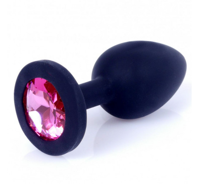 Анальная пробка с розовым камнем, силикон Jewellery