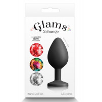 Анальная пробка со съемным камнем GLAMS XCHANGE ROUND MEDIUM