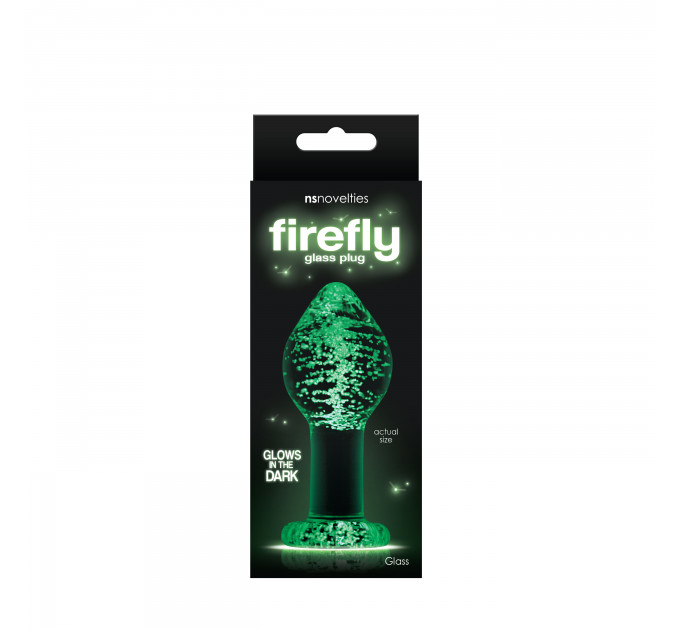 Анальная пробка стеклянная светящаяся NS Novelties FIREFLY GLASS PLUG LARGE CLEAR