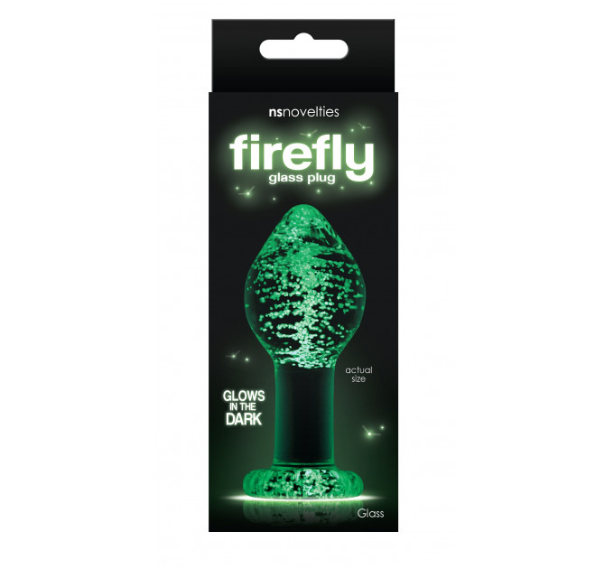 Анальная пробка стеклянная светящаяся NS Novelties FIREFLY GLASS PLUG LARGE CLEAR