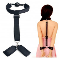 Бондаж із фіксацією за спиною Star Night з кляпом та наручниками, чорний, One Size