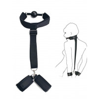 Бондаж із фіксацією за спиною Star Night з кляпом та наручниками, чорний, One Size
