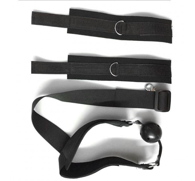 Бондаж із фіксацією за спиною Star Night з кляпом та наручниками, чорний, One Size