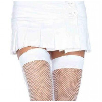 Чулки сетка Leg Avenue Nylon Fishnet Thigh Highs, белые, O/S