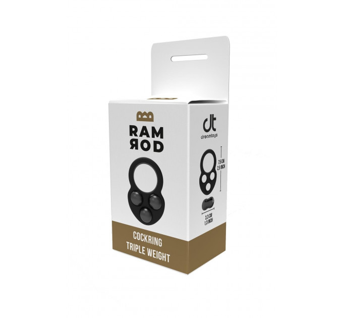 Эрекционное кольцо Dreamtoys RAMROD с тремя утяжелителями, черное