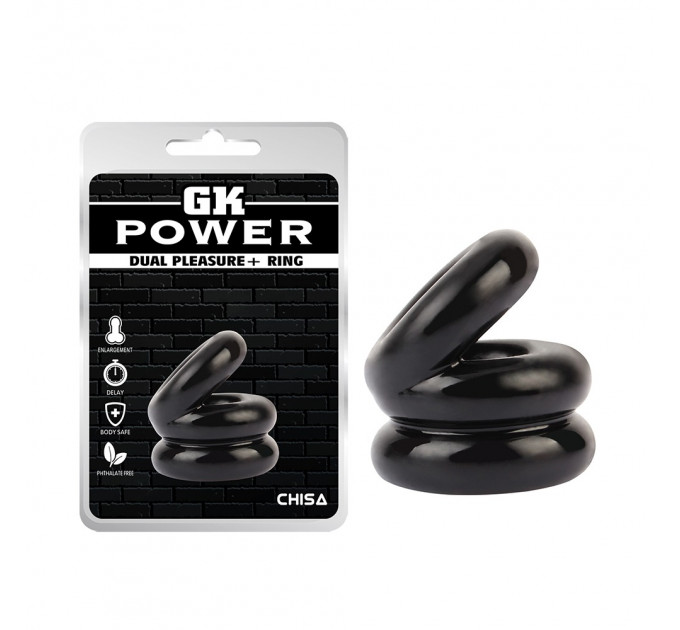Эрекционное кольцо на пенис и мошонку Chisa GK Power Dual Pleasure+ Ring, черный