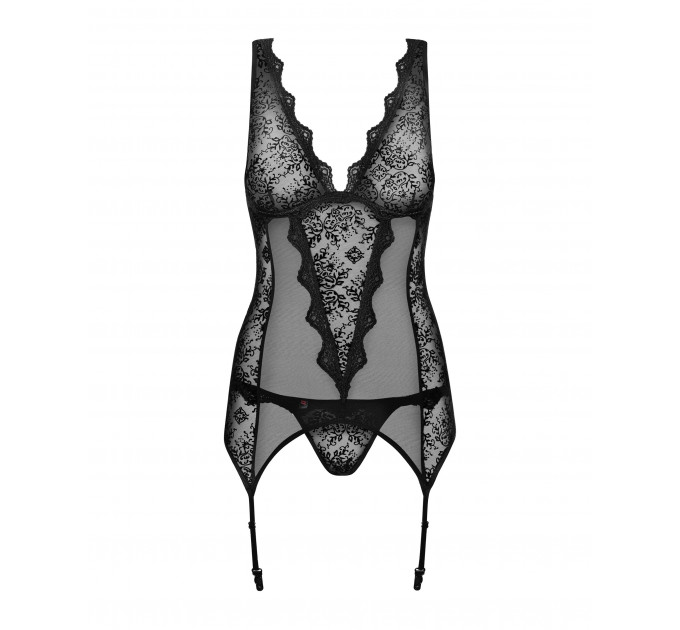 Комплект Emperita corset Obsessive чорний S/M