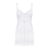 Комплект Obsessive Amor Blanco сорочка с кружевом и трусиками-стрингами в комплекте, S/M
